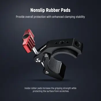 NEEWER Crab Shaped Camera Clamp Mount Super Clamp with Cold Shoe and 1/4" 3/8" Threaded Holes detail image