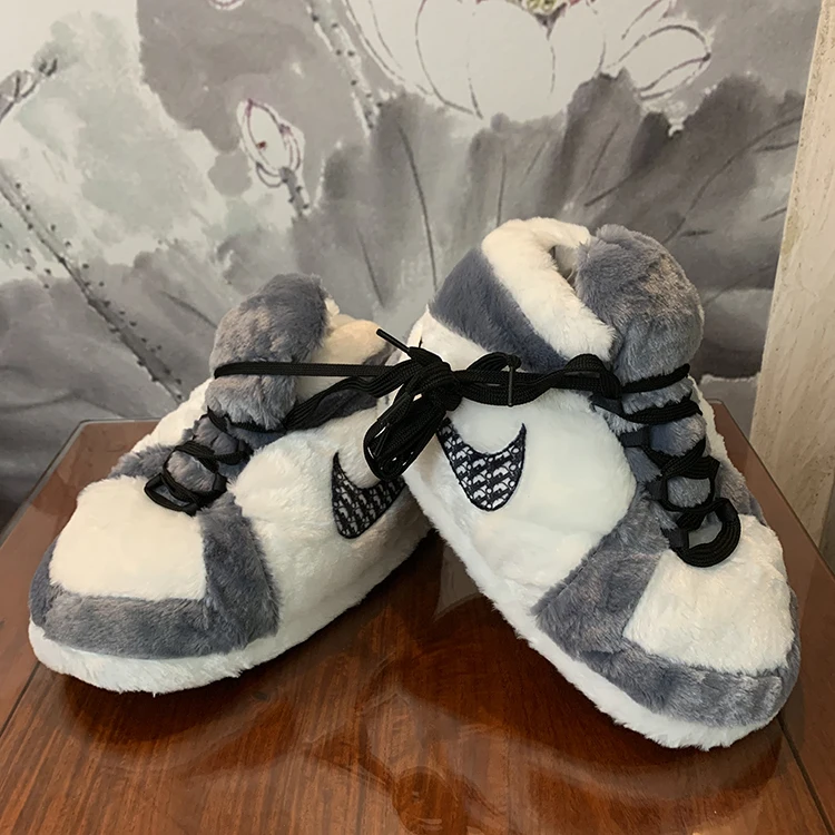 plush jordan slippers