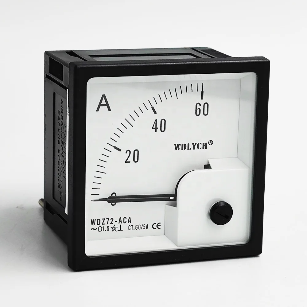 WDLYCH AC DC Analog Panel 72mm Inductive 0-60A Ammeter 60 Amp Meter for Marine Vessel Electrical Circuit