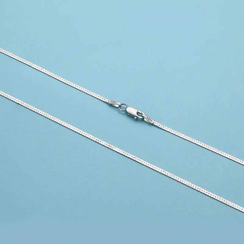 Fine Gold Thin Curb Cuban Link Women Real Cadenas De Plata 925 Sterling