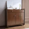 Walnut-colored shoe cabinet