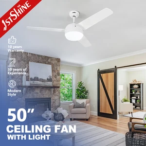 1stshine LED Ceiling Fan Remote Control MDF Blades Energy Saving 50 Inches White Ceiling Fan Led Lights