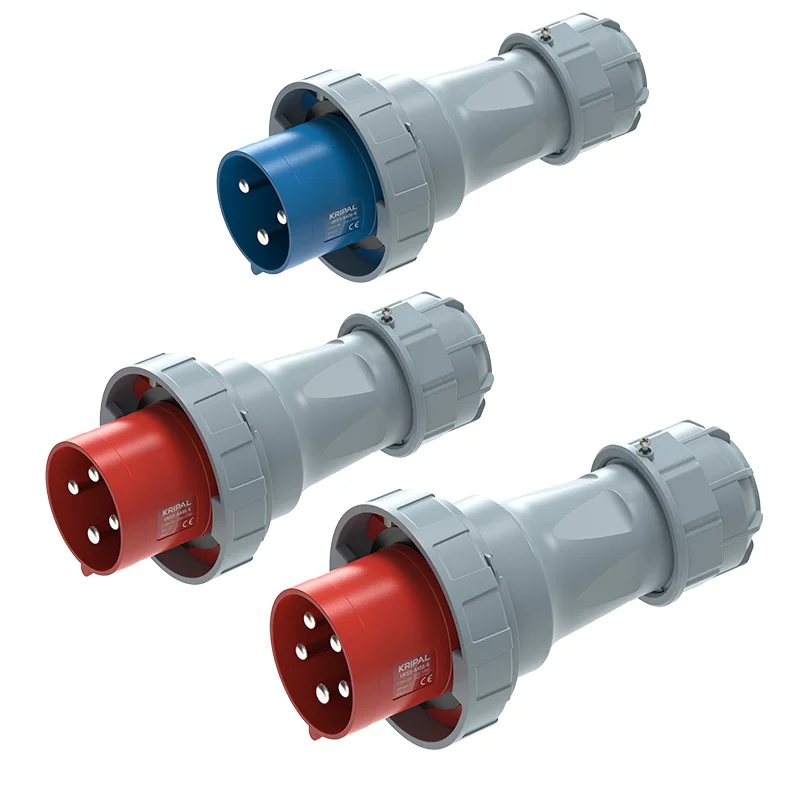 KRIPAL IP67 5Pin 125A CEE Socket Wall Mounted Industrial Female Plug Male Socket Set 3PIN 4PIN 125A Electrical Socket Connector