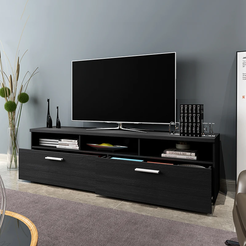 European Style Custom Size Modern Home Furniture Luxury Black Wooden Living Room Console Tv