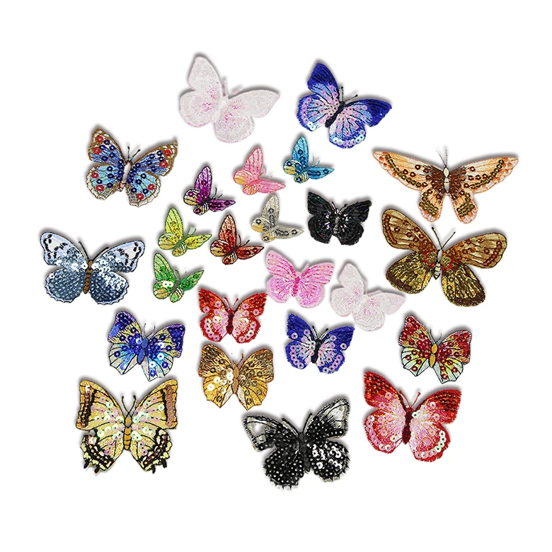 Fashion Design Glitter Sequin Sparkly Butterfly Patches For Women