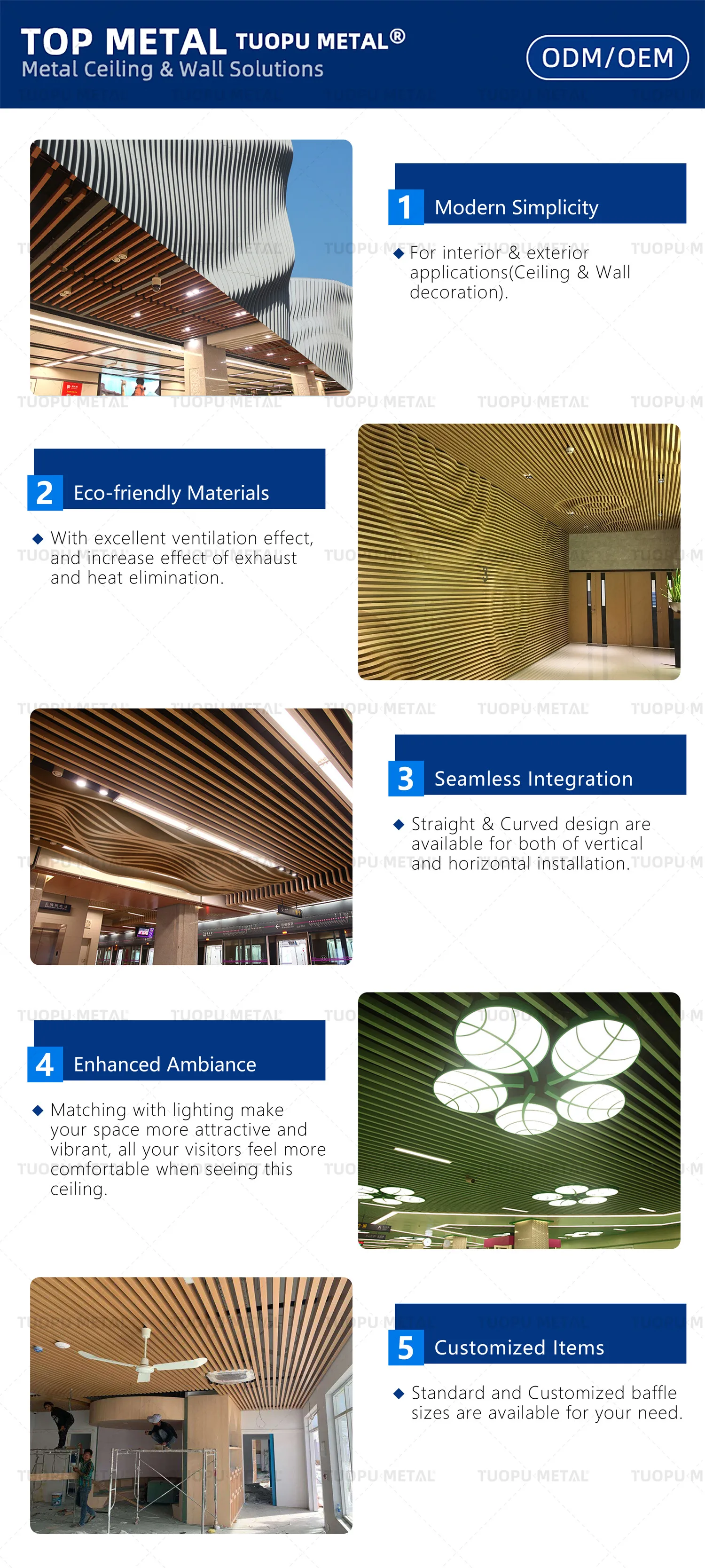 Modern False Ceiling Tiles/ Baffle Ceiling Paneling/ Aluminum Suspended Ceiling System for Roof Decoration