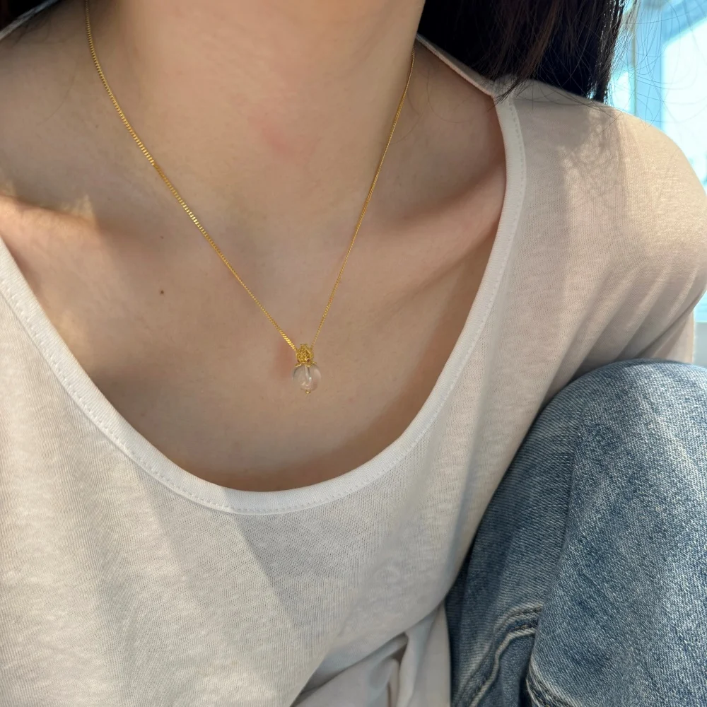 KAKODIY Unique Design 925 Sterling Silver 18K Gold Plated Chain 5A Zirconia Lotus Natural White Crystal Pendant Necklace detail 1