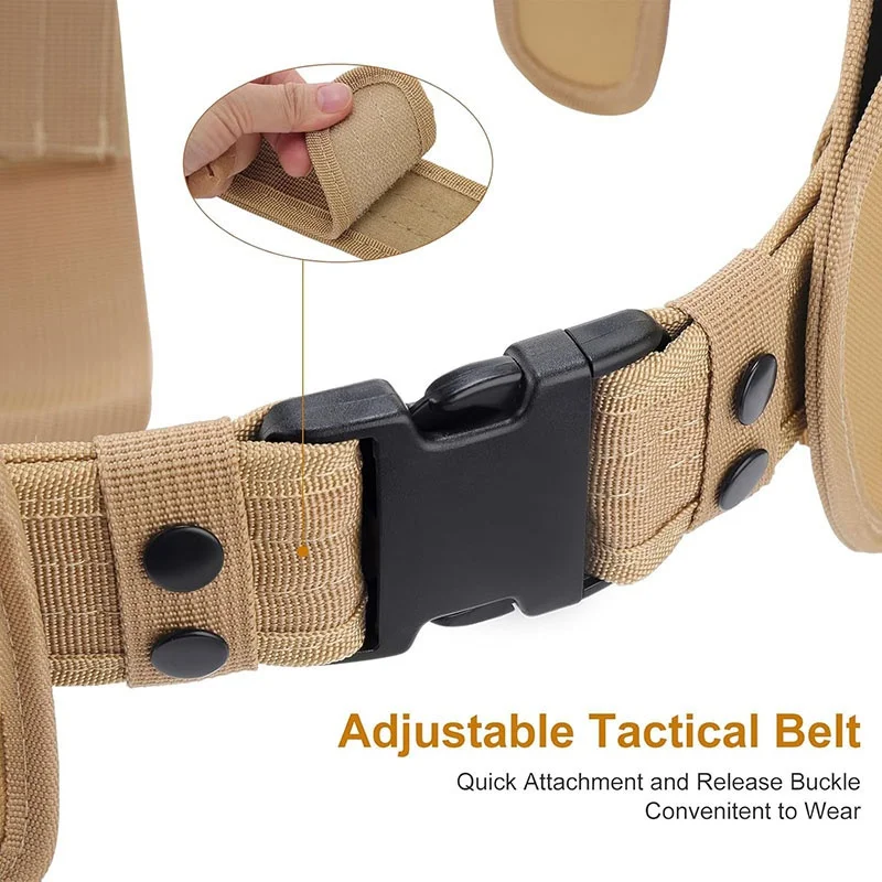 Outdoor Modular Equipment Security Utility Practical Tactical Belt with Components Pouches Bags Holster for Security Hunting