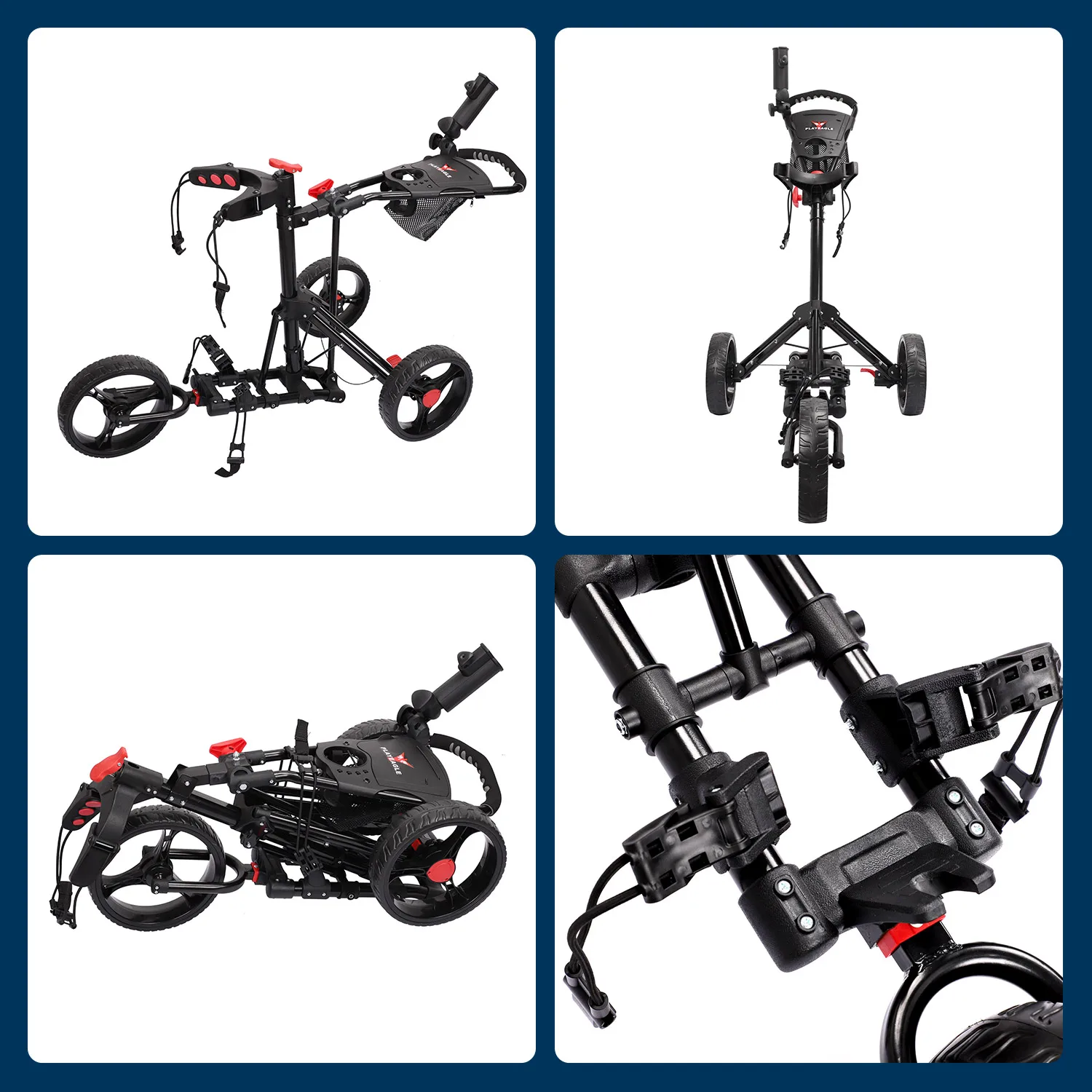 PLAY EAGLE Golf Trolley Cart Easy Foldable Wheels Moving Aluminum Alloy  Golf Trolley Bag Carrier Golf Cart