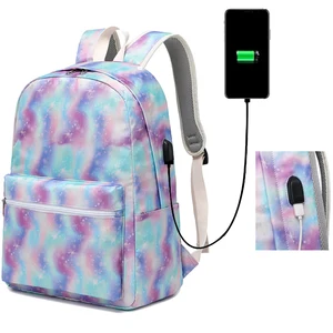 Custom Popular Tie Dye School Back Pack Wholesale Teenage USB Backpack Bookbags Mochilas School Bag