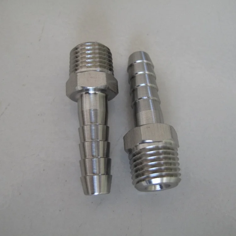Stainless Steel Male Thread Pipe Nipple Fitting x Barb Hose Tail Connector Dh 