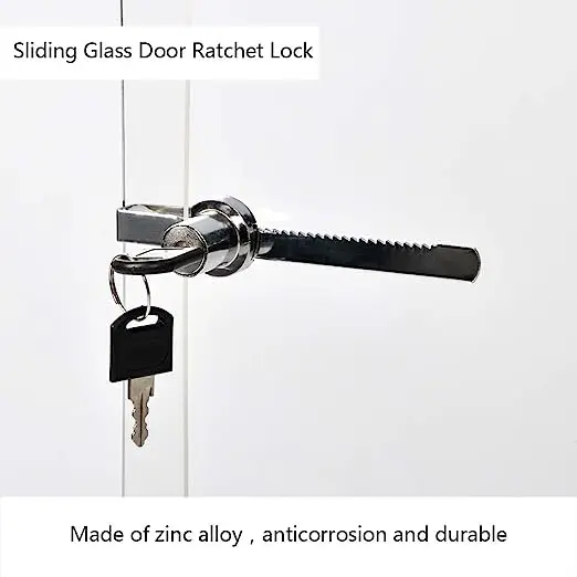 Sliding Glass Door Lock Display Case Lock Ratchet Lock With Chrome Finish,Security,Keyed Alike