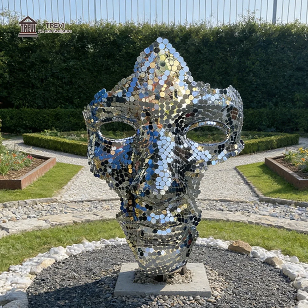 TREVI Modern Metal Abstract Art Stainless Steel Face Sculpture for Park Garden Decoration