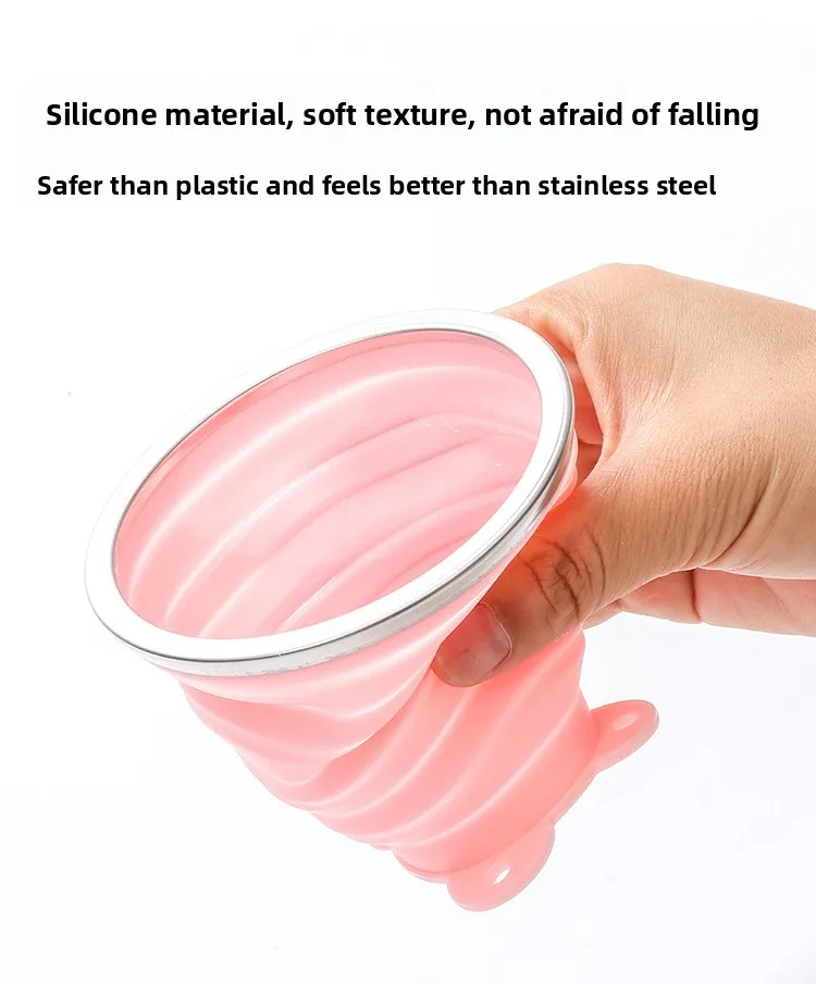 Custom Logo 250ml BPA-Free Silicone Cup Portable Folding Coffee Mug for Sports Travel Collapsible Cartoon Foldable Promotion manufacture