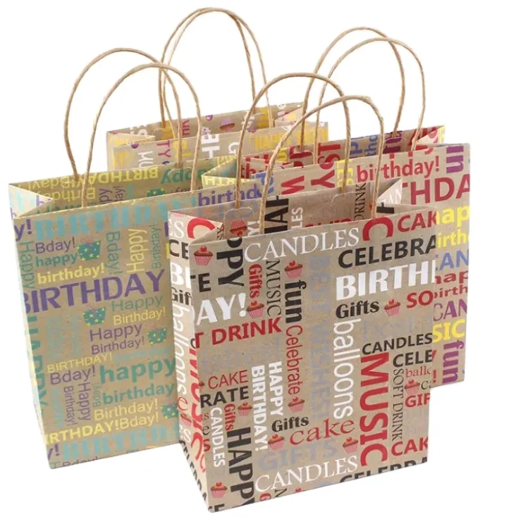 Factory Outlet Kraft Paper Bag with Handle Hot Sale Takeaway Paper Bag with logo Print
