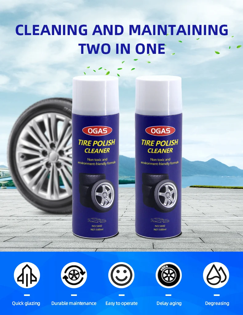 Ecofriendly Cleaning Foam Car Care Long Lasting Tire Shine Protection 500ml Car Wash Tire Shine