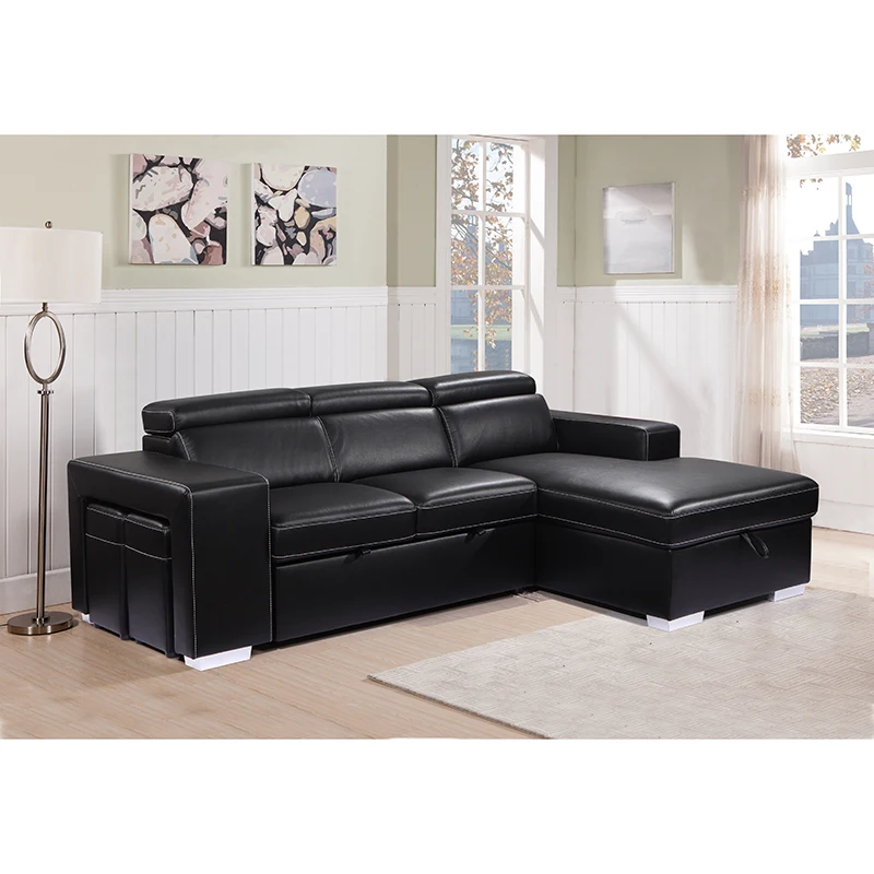 リビングルーム用アメリカンスタイルコーナーソファセットレザー