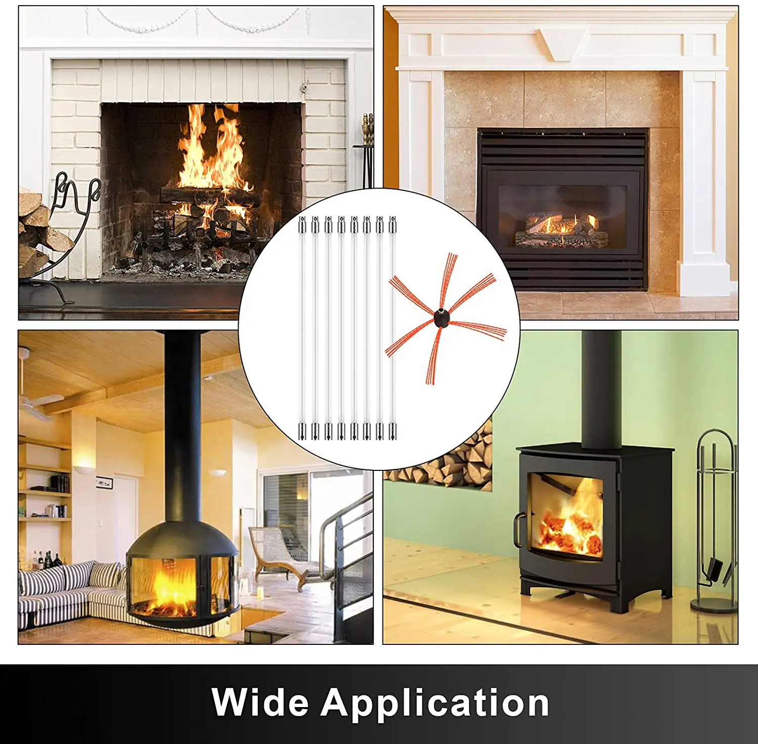 High Quality 11pcs Chimney Cleaning Brush Kit With Nylon Rods And A