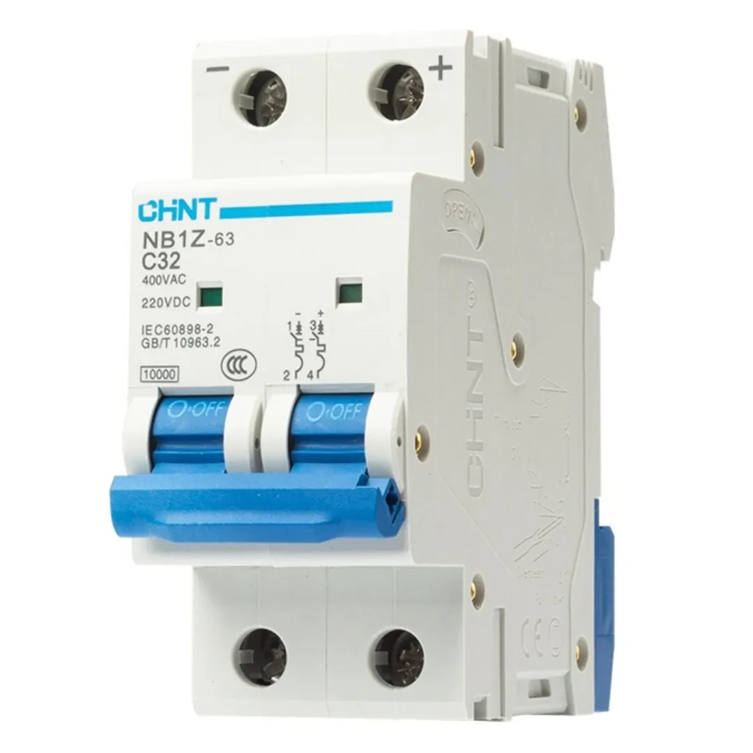 Chint NB1Z-63 AC DC MCB 6kA 10kA 1P 2P 6A 10A 16A 20A 25A 32A 40A 50A 63A 12V 24V 48V 60V 110V 220V CHNT DC Mini Circuit Breaker