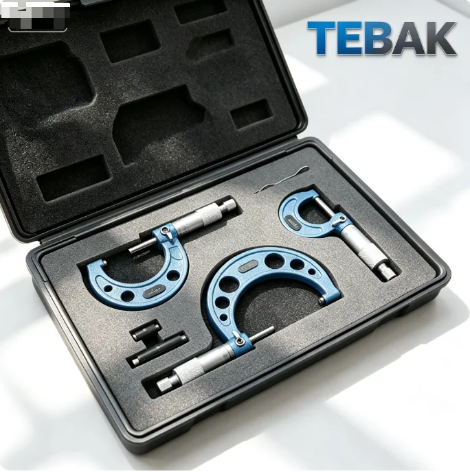 TEBAK Industrial Measuring Tool High Precision Spiral External Outside Diameter Micrometer Set 0-100mm 3/4/6 Pieces Kit