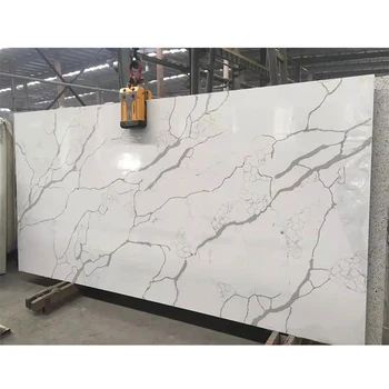 Calacatta White Quartz Slabs Faux Marble Stone For Kitchen Countertop,Table Top, Vanity Top