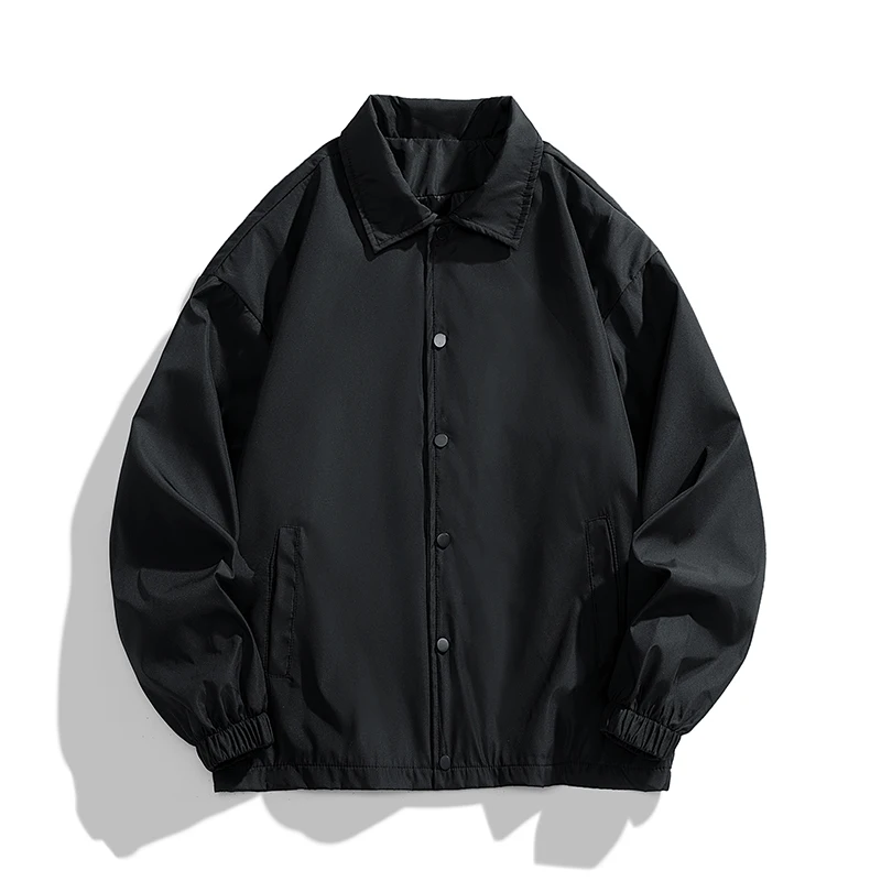 Neutral Loose Style Spring with Custom Single Breasted Closure Polyester Windbreaker Jackets men_voghion.com