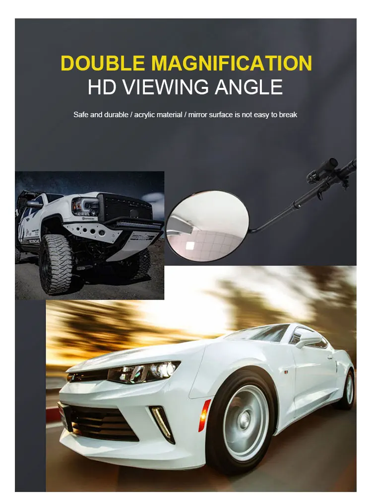 30cm V3 LED Under Vehicle Inspection Mirror High Effective Search Convex Mirror for Car