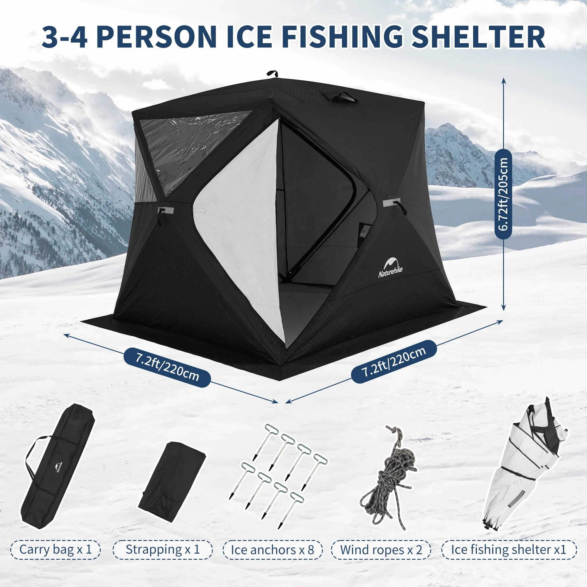 Naturehike outdoor sauna hub tent insulated ice fishing tent 4 person winter camping hot tent