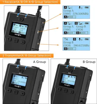 Wireless Lavalier Microphone, Comica CVM-WM200A 96-Channel UHF Wireless Lapel Microphone System for Cameras/XLR Camcorders product image