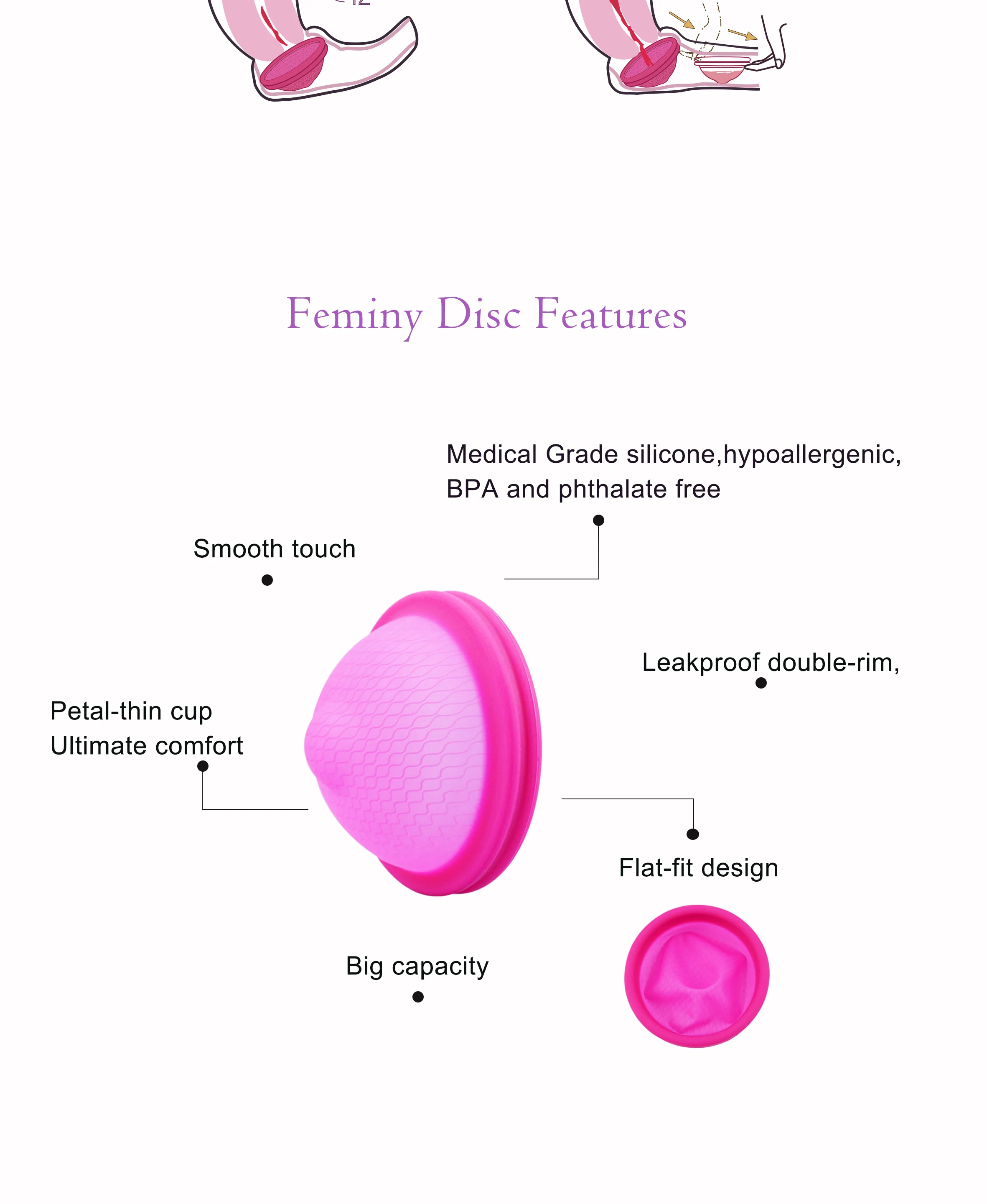Wholesale Menstrual Disc Private Label Black Menstrual Cup Disc Ready