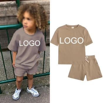 boy summer clothes set youth boys clothes Sport Kids solid color 100otton Casual T-Shirt + Shorts Boys Clothes Outfits set