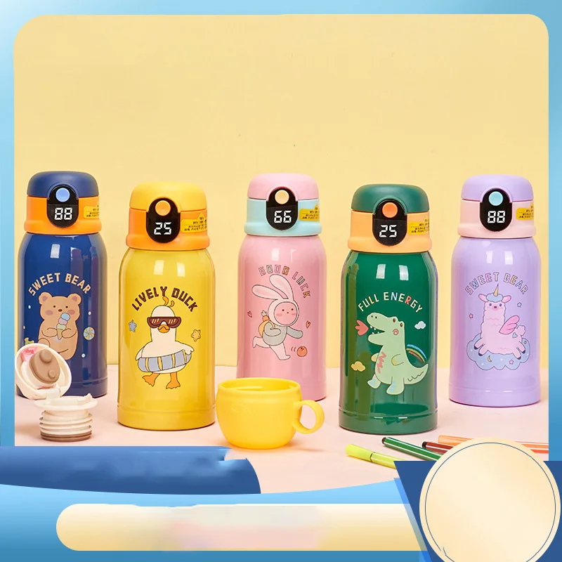 Wholesale 316 Stainless Steel Temperature Display Water Bottle Children  Smart Thermos Cup Kids Cartoon Warmer Bottle From m.