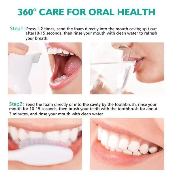 Custom Logo Non Peroxide Teeth Whitening Mousse Color Correct Foam Liquid Toothpaste