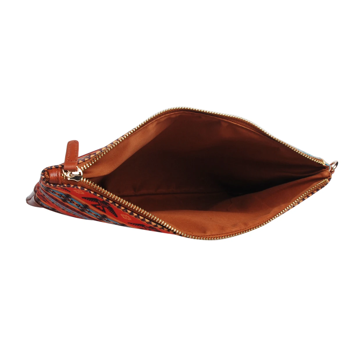Customizable 100 Pcs Women Eagles Tribal Canvas PU Leather Wallet Traditional Orange Aztec Clutch Maya Civilization Wristlet
