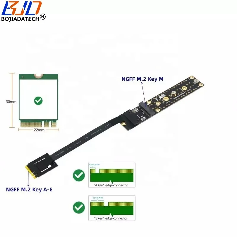 JMT M.2 NGFF Key M To Key A+E Extension Cable - Adapter For Laptop SSD Cards