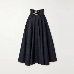 Clothing Manufacturers Custom Spring Autumn a Line Elegant Casual Women Denim Long Skirt