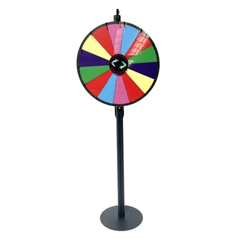 24 inches with heavy base floor standing or tabletop  standing Lucky custom spinning Prize Wheel for party promotion