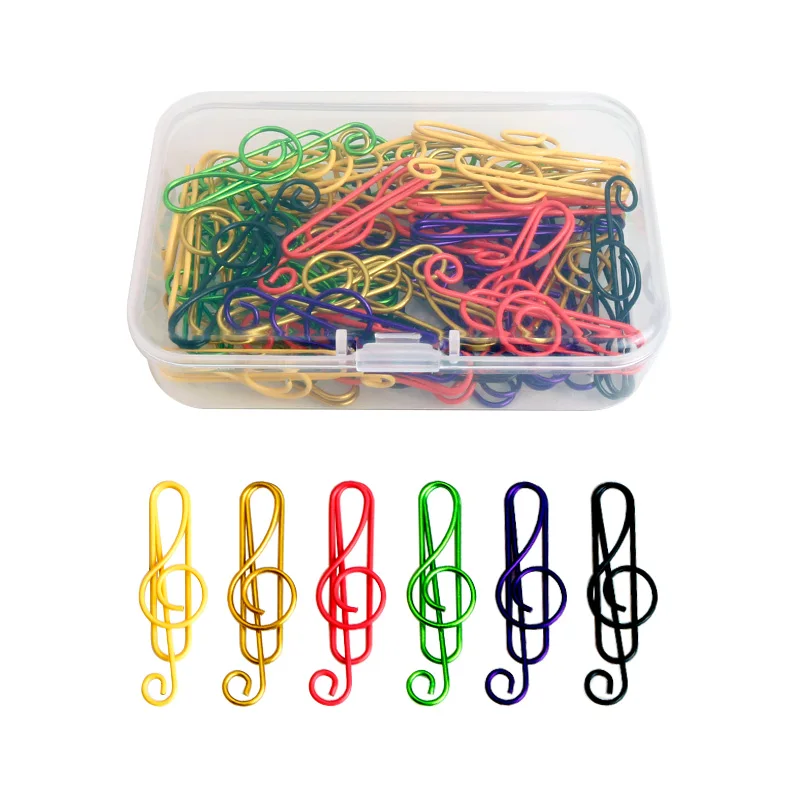 Assorted Colors Popular Treble Clef Design Metal Clip Music Shape Paper Clips