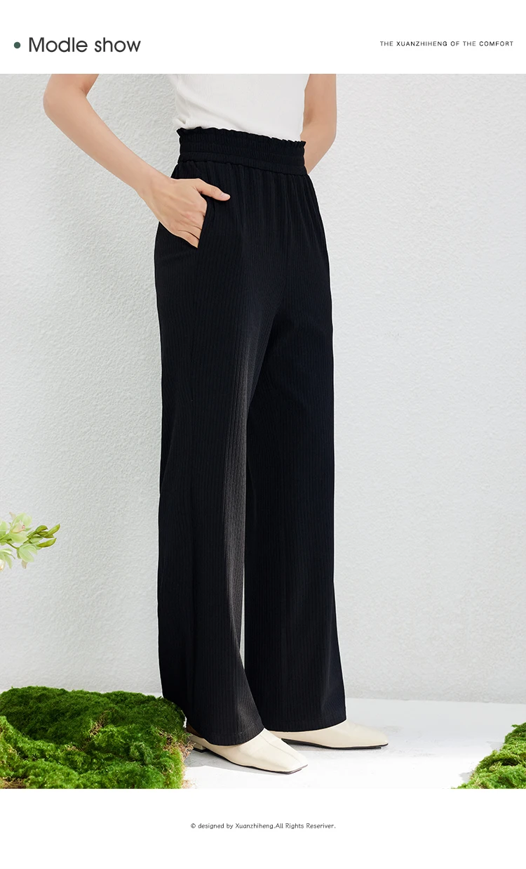 Casual Pants For Women In Summer 2023new Elastic Waist Straight Tube Solid Colorplayful And 6404