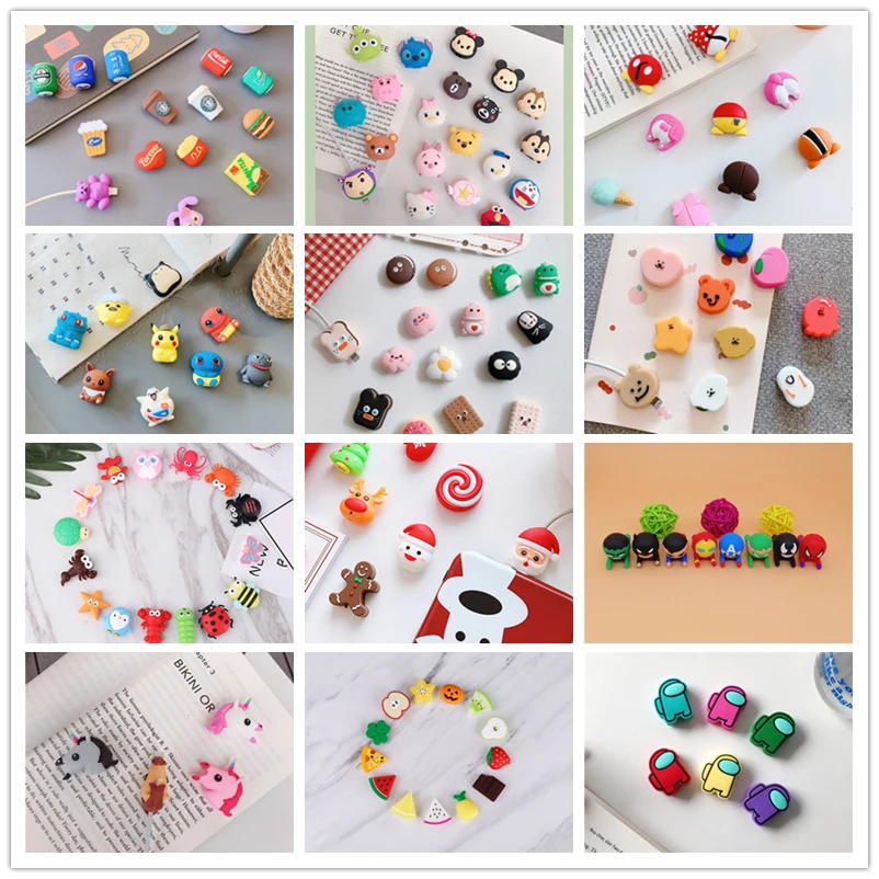 ПВХ силиконовый персонализированный протектор кабеля зарядного устройства с изображением животных из мультфильмов