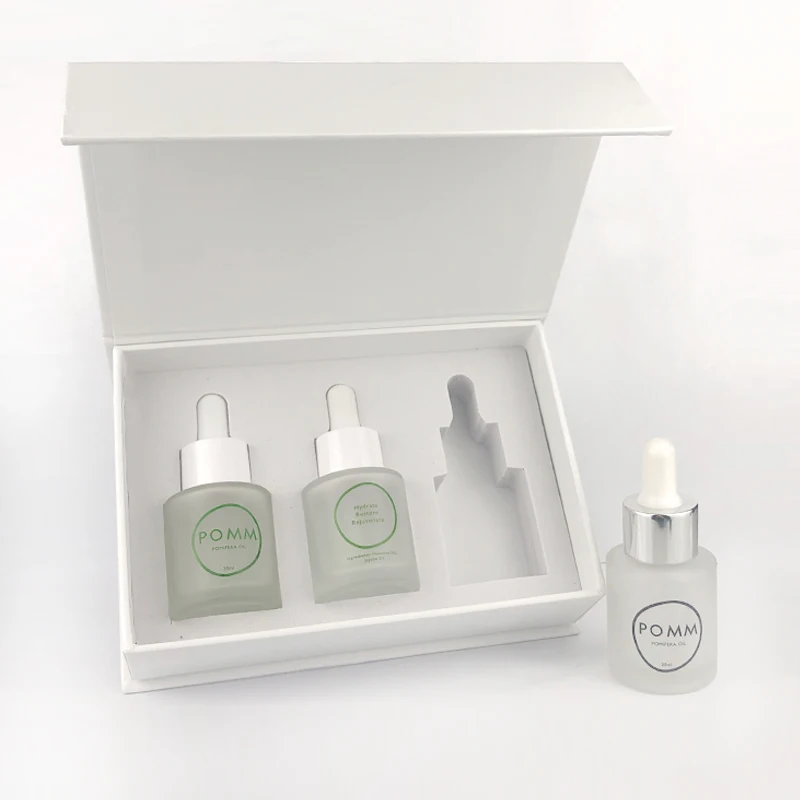 Custom design round dropper glass bottle with gift box packing glass bottle with dropper