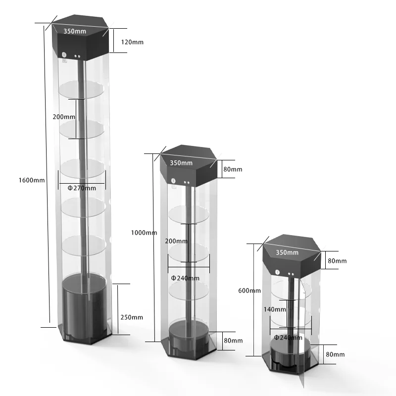 Custom Design Acrylic Hexagonal Rotating Jewelry Watch Display Showcase Cosmetics Jar Bottle Storage Floor Display Stand