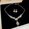2-piece silver water drop earring and necklace set