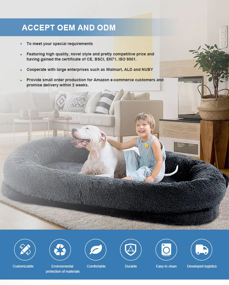 Orthopedic Human Dog Bed For Large Dogs Memory Foam Luxury Plush
