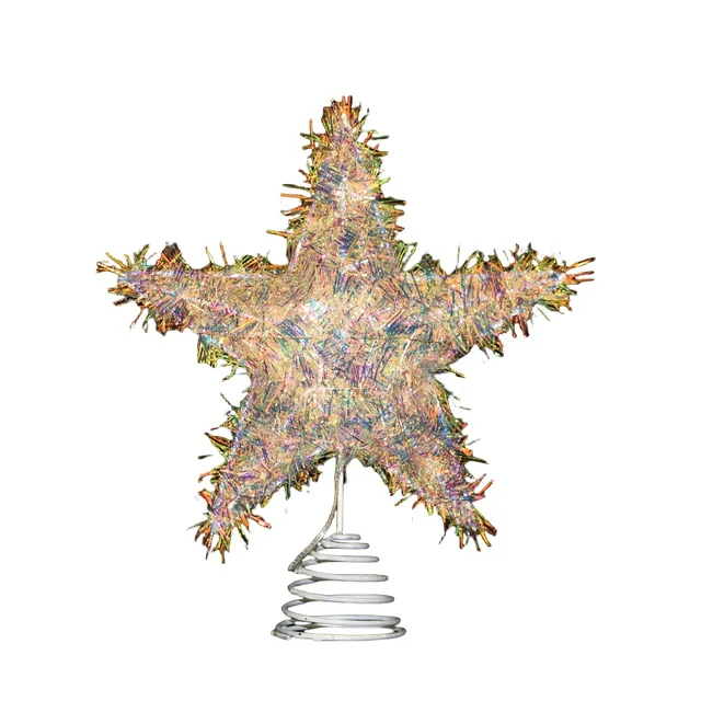 2025 Wrought Iron Luminous Five-pointed Star Light Tree Top Star Pendant Ornament Christmas Decoration