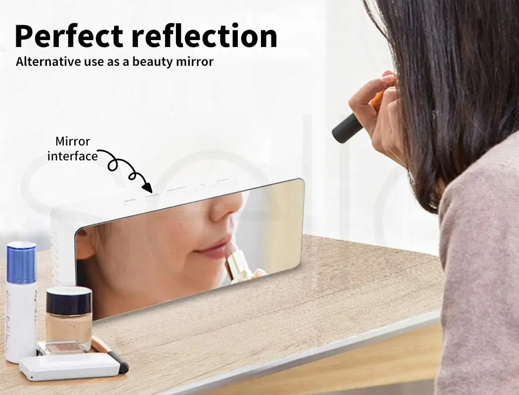Home Decor Temperature Alarm Time Modern Digital Mirror Clock LED Display Desk Table Alarm Clock