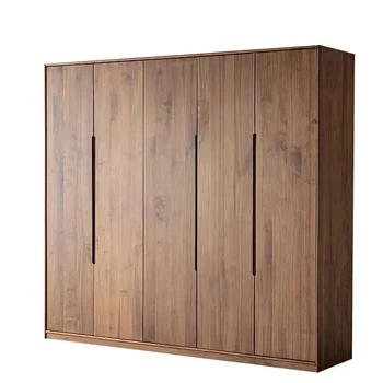 North America black walnut closet modern simple flat door closet pure original wood closet whole house customization