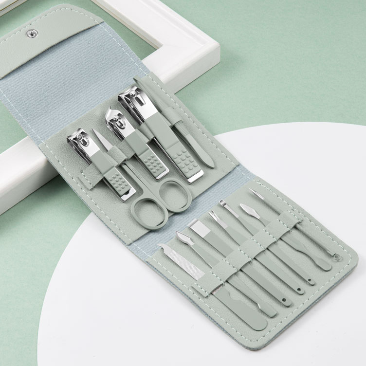 Новый Набор ногтей зеленого цвета маття, Набор ногтей из 16 предметов, кусачки для ногтей, ножницы для омертвевшей кожи, инструменты для маникюра