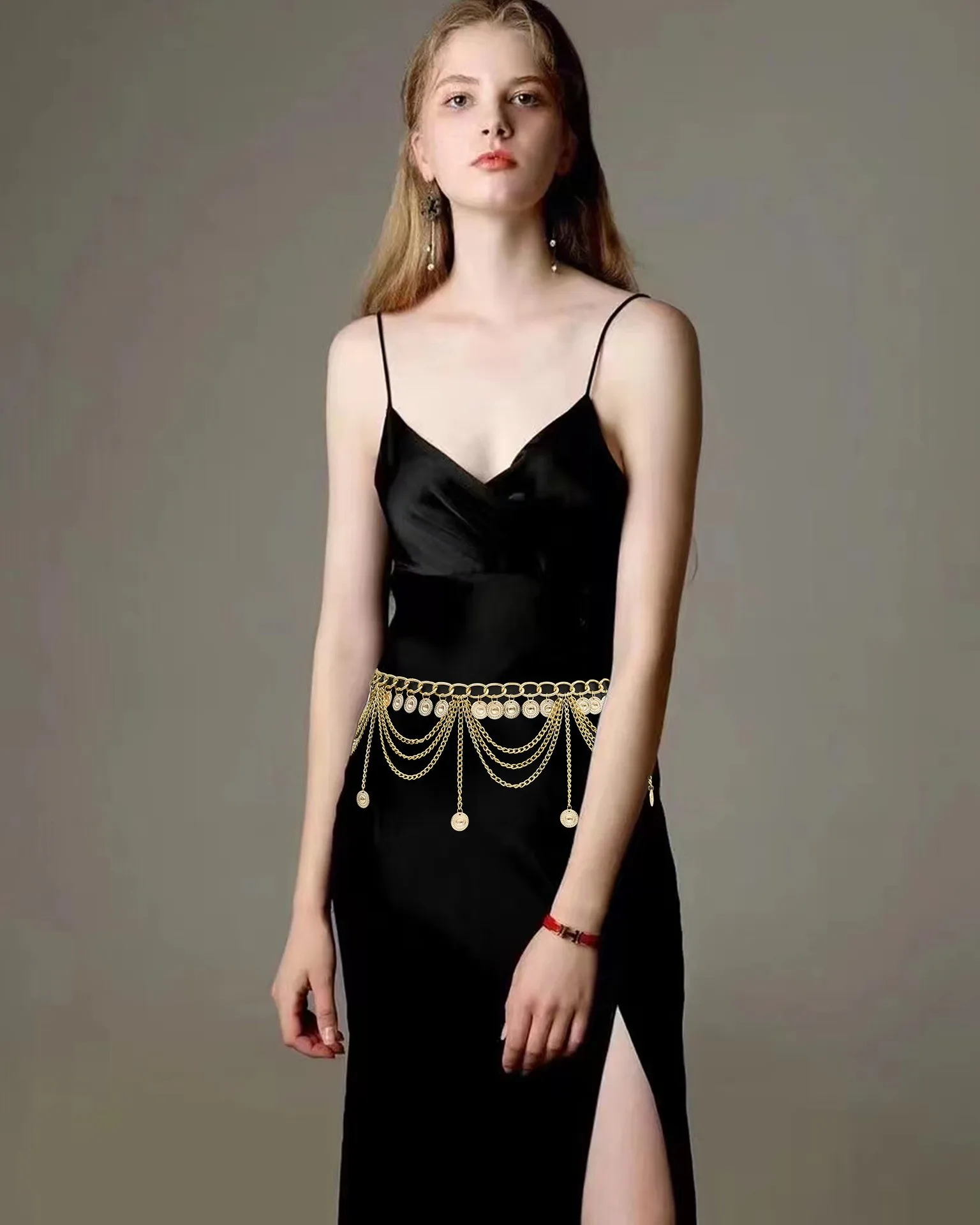 slim fit dress slacks Martin Plunging Sleeveless Gown in black main image 1