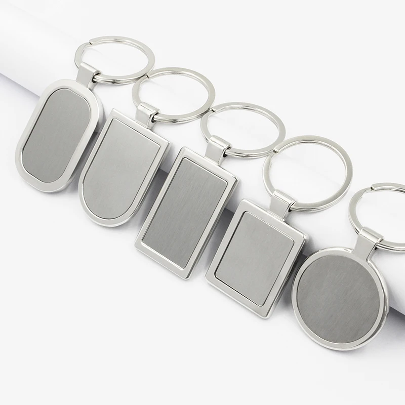 Custom Logo Blank Rotating Metal Round Laser Stainless Steel Blank Spinning Engraving Keychain Keyring Llaveros Al Por Mayor